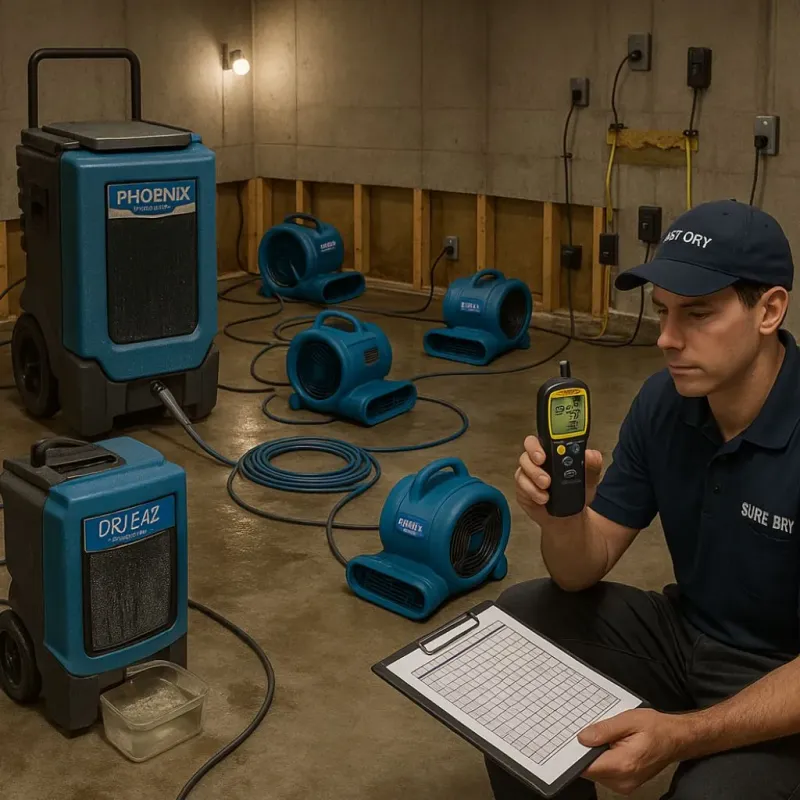 Structural Drying and Dehumidification process in Carson, CA
